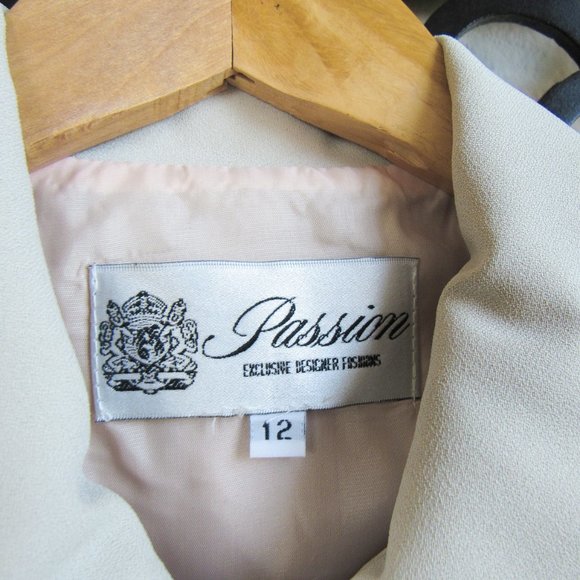 VINTAGE 90s DESIGNER FASHION BELTED ZIP TOP SUIT BLAZER Tortoise Accents Size-12 - Picture 3 of 12